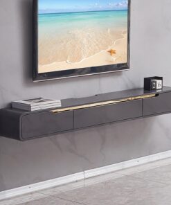 Générique Meuble TV Flottant, étagères TV murales avec Porte, Console multimédia Murale pour Centre de Divertissement, Meuble TV Flottant en Bois Massif, Grand Banc de Rangement TV sous TV pour Salon