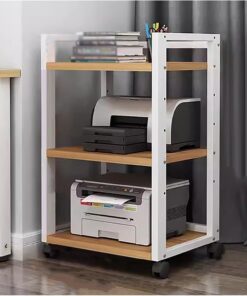 Support d'armoire stéréo pour Support d'équipement Audio-vidéo de Salon/Maison, Support de Support de composant multimédia Robuste au Sol avec étagère et Roues réglables en Hauteur (Couleur