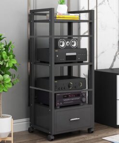 Meuble hifi,Support Multimédia Audio Et Vidéo D'angle For TV,étagère d'armoire de tour multimédia,Support Audio Et Vidéo À 5 Niveaux,meuble chaine hifi Rangement Audio Et Vidéo For Bureau À Domicile(B