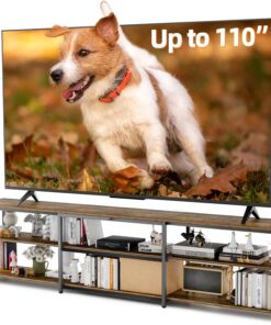 ZXLIHS Meuble TV de 100 Pouces, Grand Meuble TV de 249 cm de Large pour téléviseur de 85" à 110", Table Console TV en Bois à 3 Niveaux avec éères de Rangement Ouvertes, unités de