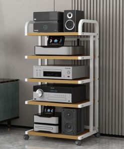 Armoire de Rack Audio Mobile, étagère de Rack d'amplificateur de 42 Pouces de Hauteur pour Bureaux/Salle d'enregistrement/Home cinéma, Armoire de Composants stéréo, Organisateur de Stockage