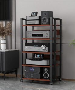 Meuble stéréo à 4/5/6 niveaux - Support multimédia autonome - Centre de divertissement pour tourne-disques, haut-parleurs, amplificateurs, récepteurs - Unité de rangement pour composants audio
