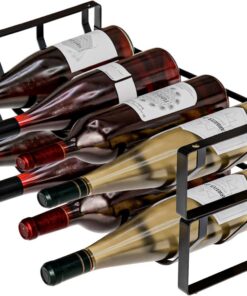 Amig - Casier à Bouteilles empilable pour 8 Bouteilles – Lot de 2 étagères en Acier Noir – Organisateur pour Cuisine, cellier, Salle à Manger ou Cave – Dimensions : 41 x 20,5 x 19 cm