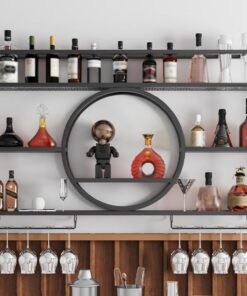 Vitrine Murale, casier à vin Mural en métal Moderne pour Bouteilles et Verres pour Bar, Armoire, unité Domestique, étagère de réfrigérateur à Suspendre, doré (Taille : 100 x 15 x 8