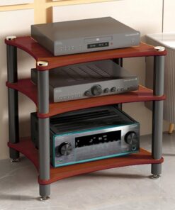 Étagère d'angle AV Media - 3/4 niveaux - Meuble de rangement audio-vidéo moderne pour le salon, les jeux et l'enregistrement - Étagères pour composants stéréo de divertissement