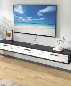 Générique Meuble TV Mural - Étagère TV Suspendue réglable avec Rangement pour Salon et Chambre, Design Moderne Noir et Blanc, différentes Tailles Disponibles (160 x 22 x 20 cm)