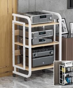 Meuble Haut-Parleur AV à 3, 4 et 5 Niveaux avec Support pour Lecteur CD ; Meuble Haut-Parleur Moderne ; Meuble Rack vidéo Multifonctionnel avec étagères réglables ; Support pour Lecteur Tour