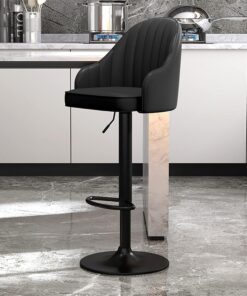 Lot de 2 tabourets de bar pivotants en polyuréthane, hauteur de comptoir réglable avec dossier, pieds en métal noir, idéal pour les îles de cuisine, les bars à domicile, les bistrots et les