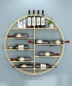 Casier à vin mural moderne en métal avec support à verres à pied et étagère - Étagère de rangement multifonctionnelle pour bar à la maison, salle à manger, décoration de cuisine - Porte-bout