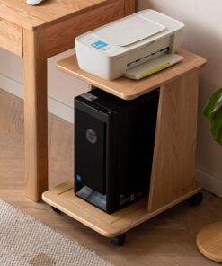Meuble Hi FI Double Couche, Meuble Audio Vidéo Mobile en Bois, Meuble Rack Audio, Rack Audio for Chaîne Stéréo De Divertissement, Support D'imprimante, Couleur Bois d'origine