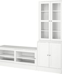 ProTuning HAVSTA Combinaison de rangement pour téléviseur/portes en verre, blanc, 241 x 47 x 212 cm