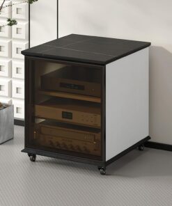 SEIFE Meuble HiFi,Rack HiFi,Meuble Chaine HiFi Meuble multimédia for Composants Audio et vidéo,Support multimédia Audio et vidéo d'angle for TV,Convient pour Le cinéma Maison(White,63.6cm/25in)