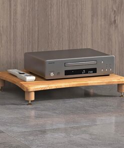 Meuble Hi FI, Meuble Rack Audio en Bois Massif, Meuble Audio Vidéo avec Clous de Pied Absorbant Les Chocs en Cuivre, pour la Maison, Le Bureau, Le Théâtre(Natural,1 Tier 60x48x10CM)
