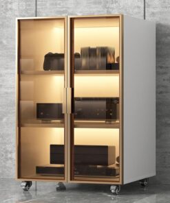 Meuble HiFi, Meuble Audio Vidéo avec Conception à roulettes, Meuble stéréo avec Verre trempé, Meuble Rack Audio, étagères réglables(102cm/40.1in)