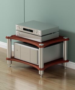 Meuble HiFi à 1/2/3/4 Etagères,Meubles pour Audio/Vidéo,Support en Acier,Meuble Multimedia,Meuble Bas,Meuble Tourne Disque vinyle,Meuble Imprimante,pour DVD,Console de jeu,Amplificateurs,Médias(Teak,6