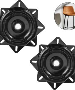 JEUIHAU Lot de 2 plaques pivotantes pour tabouret de bar de 16,7 cm, noir, plaque de montage pivotante pour tabouret de bar, chaise, capacité de charge de 136 kg