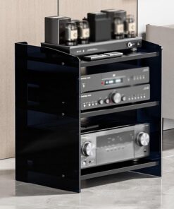 Étagère multimédia en acrylique, meuble stéréo, support multimédia, rangement pour console multimédia, support audio, support stéréo, support de divertissement, étagère de jeu, tour de range