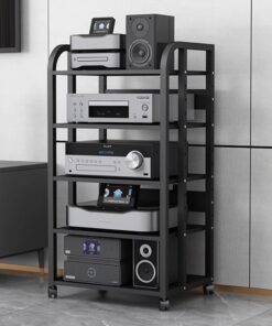 Rack Audio, Meuble HiFi à 2/3/4 Niveaux, Meuble stéréo, Support multimédia et étagère d'armoire de Composants, Meuble Audio Vidéo for Le Salon, la Salle d'enregistrement(19.7x15.7x39.3in)