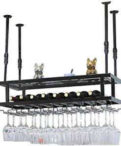 MiroDo Étagère à vin Suspendue/étagère à Verres à vin de Bar/Restaurant ou café Vaisselle Stockage de Bouteilles/étagère de décoration de Plafond pour Bars/Support à Hauteur réglable