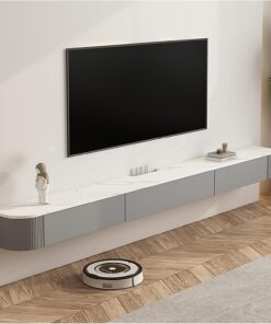 Meuble TV Mural Flottant avec Porte, Meuble de Rangement sous Le téléviseur, étagères flottantes pour Console multimédia de Divertissement