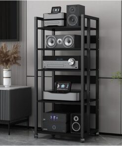Support Audio, Armoire stéréo pour Support Audio de 47 Pouces de Hauteur - Unité de Stockage de Composants de Support multimédia - Étagère d'angle pour équipement électronique de Centre de d