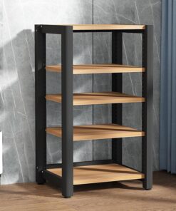 Générique Support d'armoire multimédia AV à 5 Niveaux, Armoire de Composants Audio/vidéo, Tour Audio stéréo avec étagère en Bois réglable en Hauteur pour la Maison/Bureau/théâtre, 60x50x100 cm