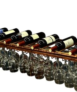 Porte-Bouteilles de vin à Suspendre au Plafond pour Bar, Restaurant, Art Vintage en Fer, Hauteur réglable, Largeur, Support pour Verres à vin pour Bars, Cuisines, décoration (Taill