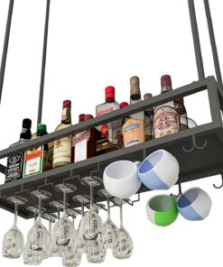 Casier à vin Suspendu rétro, Support pour Bouteille de vin, Support de Plafond pour Verres à vin, Armoire de Rangement pour Verres à Champagne, Support de Bar, pour Restaurants, ba