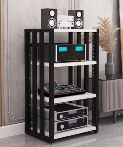 Meuble de Rangement Cube, Meuble de Salon Rangement, Support de Stockage Audio, Support de Rangement Audio Robuste en Bois D'ingénierie E1 55 * 50 * 96cm 2 Couleurs(White+Black)