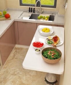 Table Pliante Murale pour buanderie, Bureau, Cuisine, Bar (Blanc 60 x 50 cm)