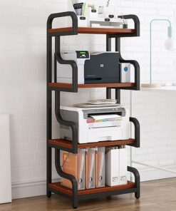 Meuble Hi FI Audio, Meuble Rack Audio À 4 Niveaux, 60 × 40 × 132 cm, Meuble Stéréo Ouverte, Cadre en Acier, Meuble Vidéo Moderne, pour Maison, Bureau, Théâtre(Brown)