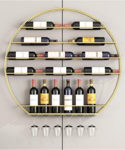 Casier à vin Mural avec Support pour Verres à vin, Rangement de Cuisine, Porte-Bouteilles de vin, étagères de Bar pour Bouteilles d'alcool, Meubles de Bar à Domicile, présentoir à