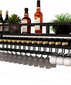 Étagère Murale pour Bouteilles de vin, étagère pour Boissons alcoolisées avec Bande Lumineuse - Meuble de Bar pour la Maison pour l'affichage des Bouteilles d'alcool dans la Salle