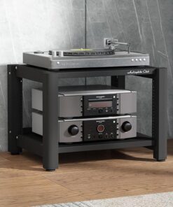 Support Audio, Armoire de Rangement multimédia avec étagères réglables, Support multimédia Audio-vidéo, Support Audio sur Pied, système stéréo Domestique Moderne, Composants de divertissemen