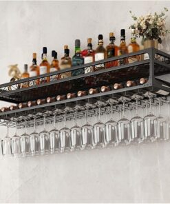 Casier à vin Mural, casier à vin en métal Moderne pour Placard, étagères flottantes pour Bar, présentoirs à vin muraux, Porte-Bouteilles en Fer Multifonctionnel, Support à Verres à