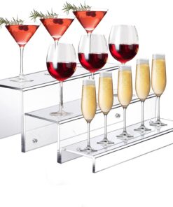 Support de bouteille de vin, étagère décorative de salon, étagère de bar | élégante pour bouteilles de liqueur | Présentoir à 3 niveaux en acrylique | Support de bouteille de vin pour salon, salle à