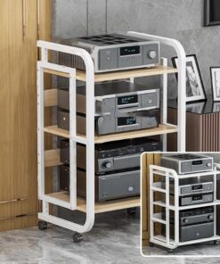 Meuble Haut-Parleur AV à 3, 4 et 5 Niveaux avec Support pour Lecteur CD ; Meuble Haut-Parleur Moderne ; Meuble Rack vidéo Multifonctionnel avec étagères réglables ; Support pour Lecteur Tour