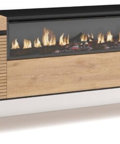 Skraut Home | Meuble TV | Banc Télé | Grand Espace de Rangement | 200x45x35cm | pour Les TV jusqu'à 80" | Cheminée électrique | Suspendu, Mural | Style Moderne | Chêne
