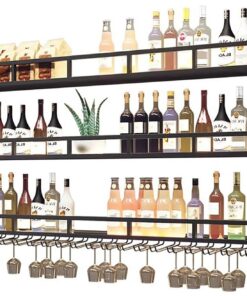 Étagères de Bar murales, casiers à vin industriels Suspendus en métal à LED, étagère de Bar à LED, étagères d'affichage de Bar pour Alcool, étagère de Rangement multifonctionnelle,