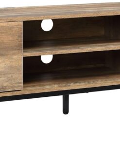 ZXLIHS Meuble TV pour téléviseur jusqu'à 50 Pouces, Meuble TV avec 2 tiroirs, éères Ouvertes Trous pour câbles, Centre de Divertissement avec Pieds en Acier pour Salon, Chambre à Coucher, café