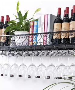 Casier à vin mural moderne en métal, casier à vin rond industriel suspendu avec porte-verre, étagères flottantes pour bar, casier à vin pour maison, restaurant, bar (couleur : noir, taille :