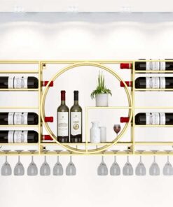 Présentoir à vin Mural Moderne Étagères de Bar Étagère à vin Murale avec Support de Verre à vin Suspendu Étagère à Liqueur Étagères murales de Bar pour Bouteilles de vin Étagères en Verre Ét