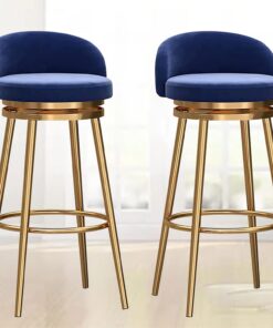 Pivotant Tabouret de Bar avec Dossier, Lot de 2 Tabourets en Velours avec Repose-Pieds pour Maison Cuisine Comptoir Bistro, Métallique Chaises de Bar