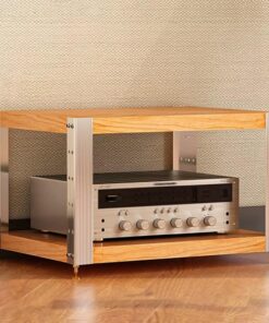Support audio multicouche en bois massif avec pieds absorbant les chocs pour la maison/le bureau Support multimédia AV