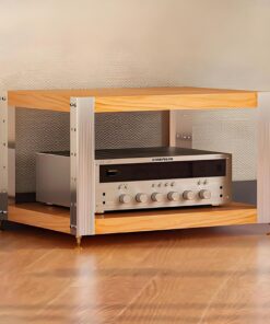Rack Audio AV, support audio sur pied, Meuble HiFi CD, support TV d'angle for la maison, Meuble Audio Vidéo réglable en hauteur, étagère de rangement ouverte multifonction(Cherry,24.6"x18.7"x15