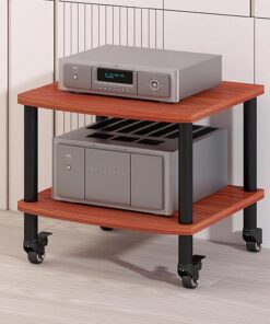 Meuble HiFi à 2/3/4 niveaux, Meuble Rack Audio avec roues universelles à 360 °, Meuble stéréo, support en acier au carbone, Meuble Audio Vidéo multimédia, forte capacité de charge(Rosso,50cm/