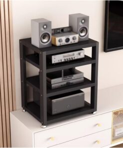 Support multimédia Audio vidéo à 4 Niveaux, Armoire de Rangement de Composants stéréo Mobiles Ouverts, Support Central de Divertissement TV d'angle, étagères de Jeu pour Support de Console d
