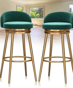 Ensemble de 2 Tabourets de Bar Pivotant, Tabourets Hauts avec Dossier Moderne Métallique Chaises de Bar, Tabourets de Comptoir pour Maison Cuisine Bistro