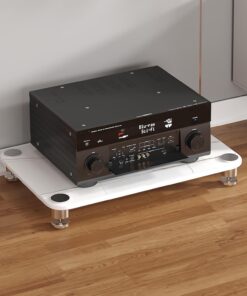 YVYKFZD Meuble HiFi audio/vidéo, Meuble Rack Audio armoire de composants ouverte, Meuble Audio Vidéo sur pied avec pieds absorbant les chocs, Meuble stéréo multimédia multifonction(Wit,1 Tier-23.6"X15