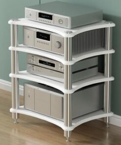 Meuble TV Audio à 4 Niveaux pour Ranger Composants stéréo, Consoles de Jeux et appareils électroniques